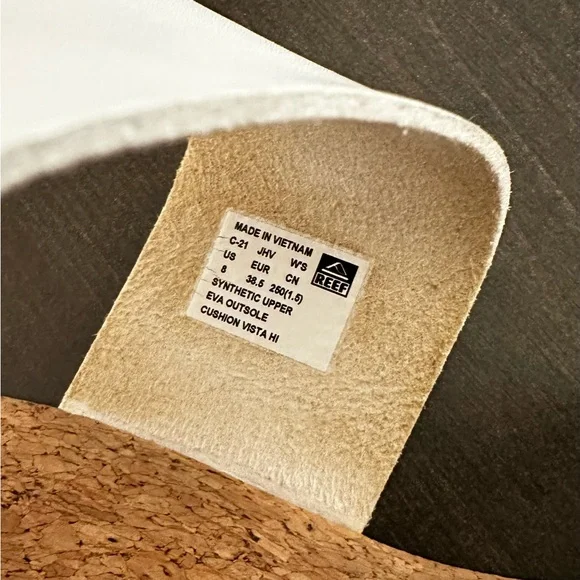 Reef Women's White and Tan Slide Sandals Size 8 - Picture 4 of 12